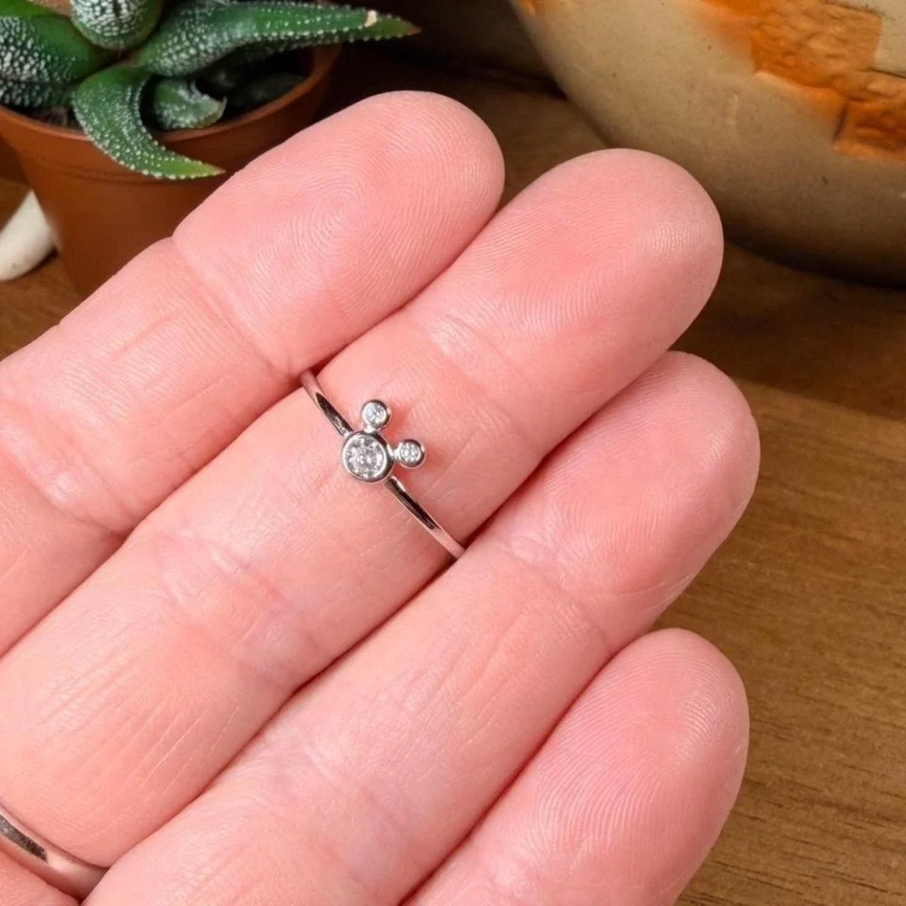 Mickey Mouse Ears Ring - Size 7 - .925 Sterling Silver